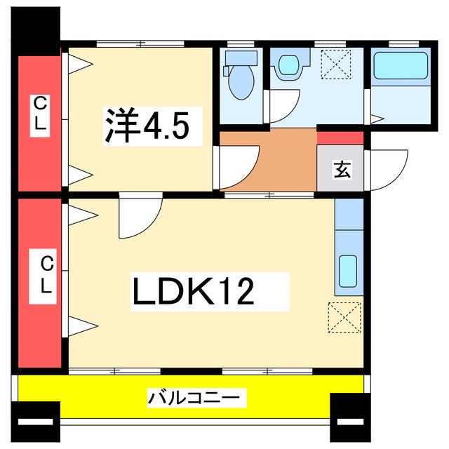 川崎ビル(1LDK/2階)の間取り写真