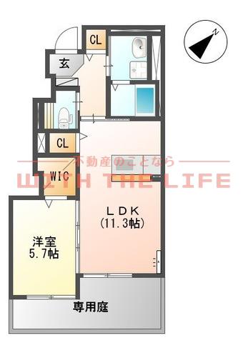 ソラーレ梅満(1LDK/1階)の間取り写真