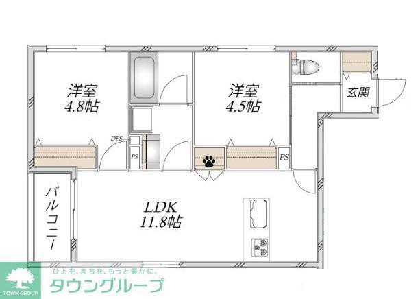 足立区梅田メゾン(2LDK/3階)の間取り写真