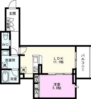 グランプレゾン(1LDK/2階)の間取り写真