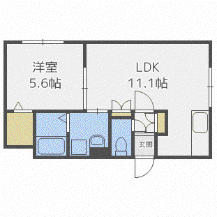 ルミエール アンソレイエ(1LDK/1階)の間取り写真