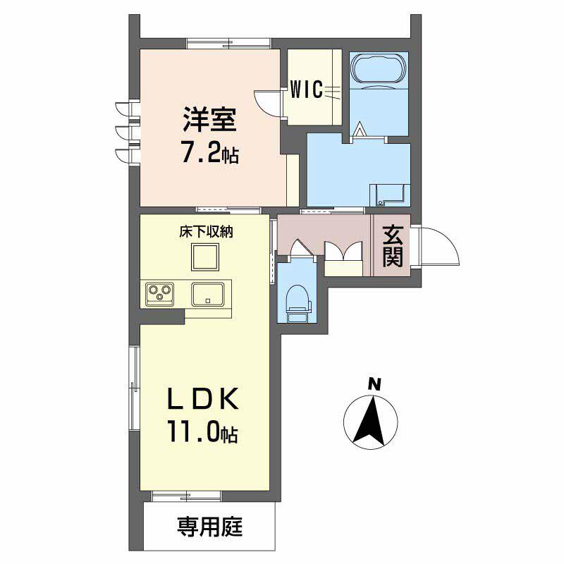 クレアーレ(1LDK/1階)の間取り写真