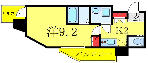 S-RESIDENCE王子ウエスト(1K/4階)の間取り写真