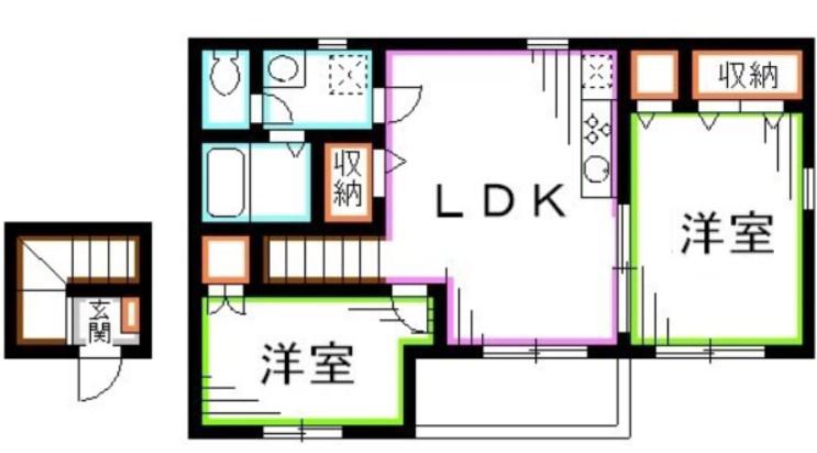 スッカセム(2LDK/2階)の間取り写真