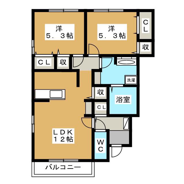 レザン・ガーデンD棟(2LDK/1階)の間取り写真