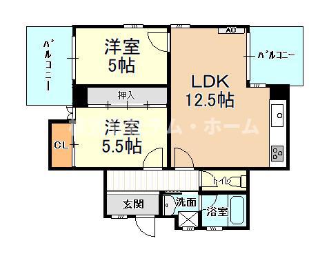 パレデアルシオン(2LDK/2階)の間取り写真