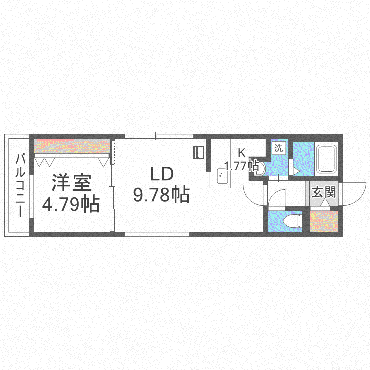 ガイアールS8(1LDK/1階)の間取り写真