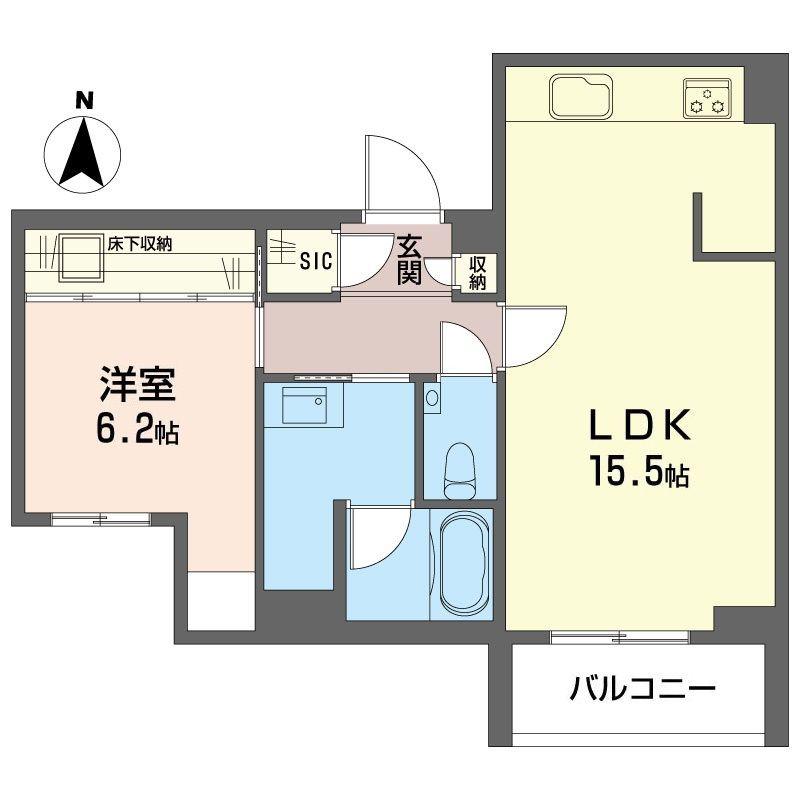 オーギュスト ルネ(1LDK/1階)の間取り写真