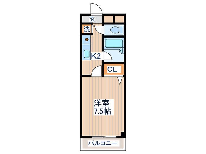 シティーホーム鷹の台(1K/2階)の間取り写真