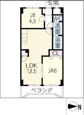 小坂プリンシア(2LDK/2階)の間取り写真