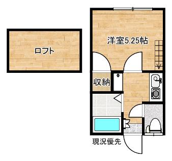 ルミエール西津田(1K/1階)の間取り写真