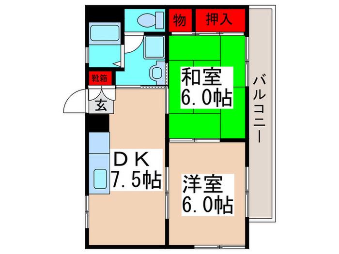 ステラハイム51(2DK/3階)の間取り写真