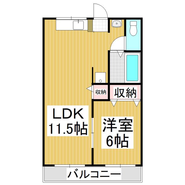 ハイツキャッチャーフライ(1LDK/2階)の間取り写真