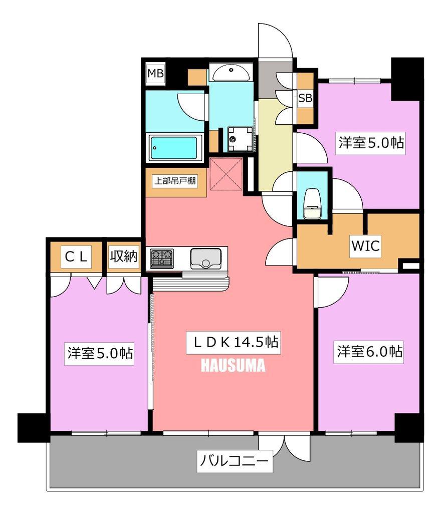 ブリシア二子玉川II(3LDK/2階)の間取り写真