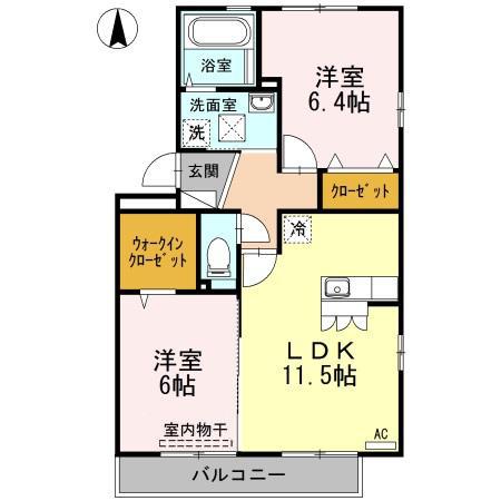 アルブル・ブランシュ ブランシュ201(2LDK/2階)の間取り写真