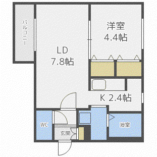 CREA北28条(1LDK/3階)の間取り写真