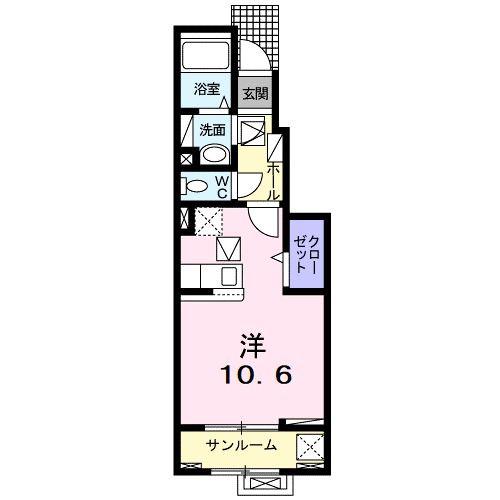 センター ヴィレッジ(ワンルーム/1階)の間取り写真