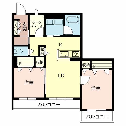 シャーメゾン小柳(2LDK/3階)の間取り写真