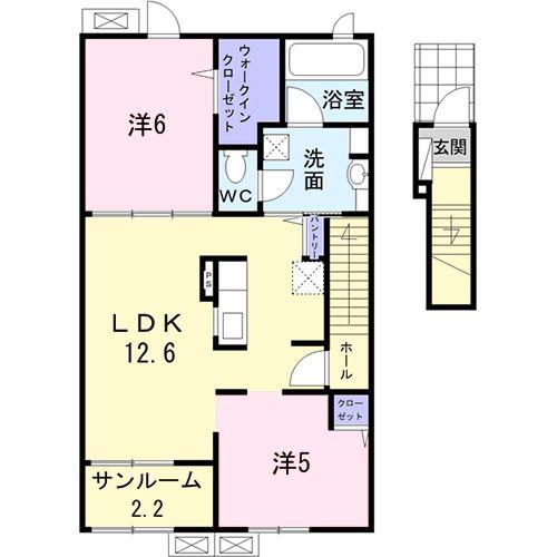 メゾン ベレット A(2LDK/2階)の間取り写真