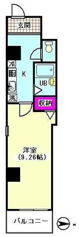 ベルヒルズ(1K/3階)の間取り写真