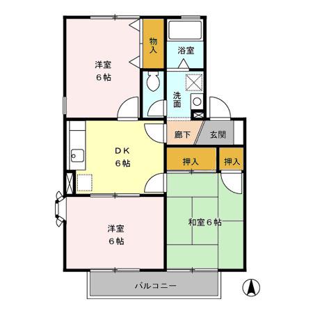 セジュールサンモリA(3DK/2階)の間取り写真