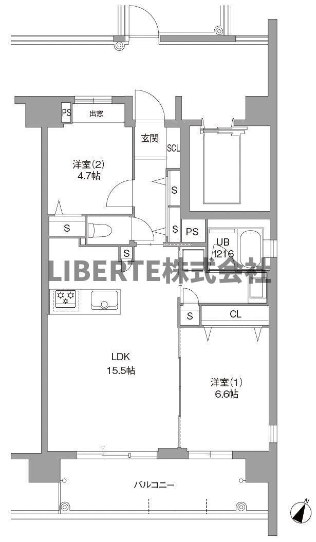 LASANTE 照葉オーシャンテラス(2LDK/8階)の間取り写真