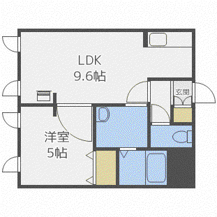 アイビル9(1LDK/4階)の間取り写真