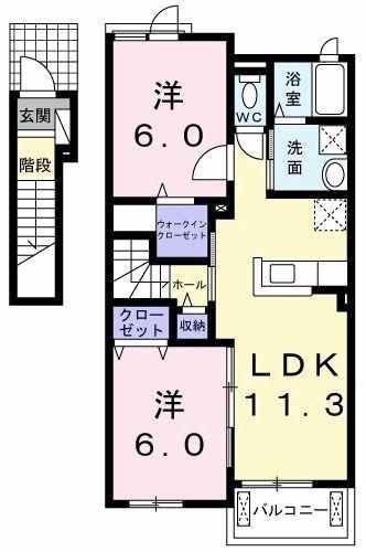 ニューリバーハウス(2LDK/2階)の間取り写真