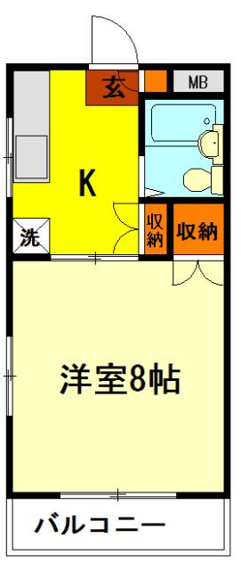 メゾン幸(1K/2階)の間取り写真