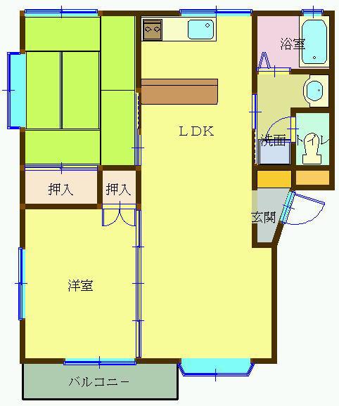 ソベニール(2LDK/1階)の間取り写真