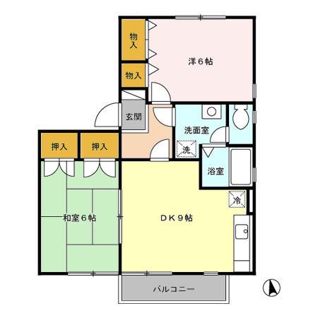 エバンスタウンコスモ AB(2DK/1階)の間取り写真