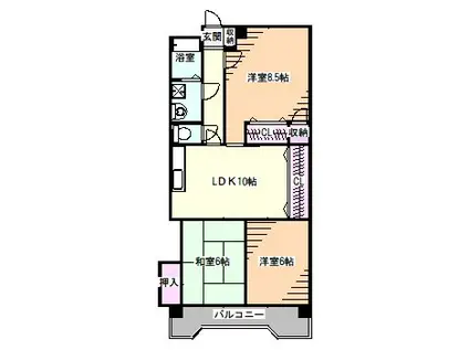 東所沢マンション(3LDK/2階)の間取り写真