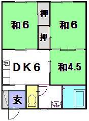 第2コスモスアパート(3DK/1階)の間取り写真