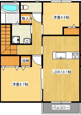 メゾン・ドルチェB(2LDK/2階)の間取り写真