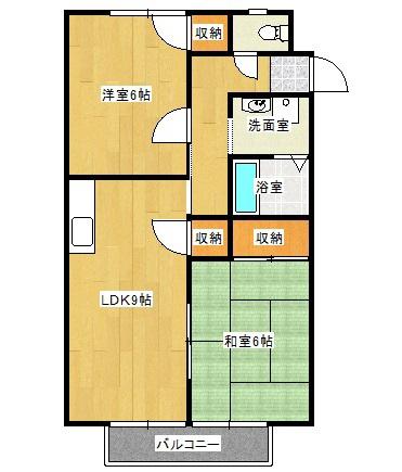 サンビレッジ竜之口E(2LDK/1階)の間取り写真