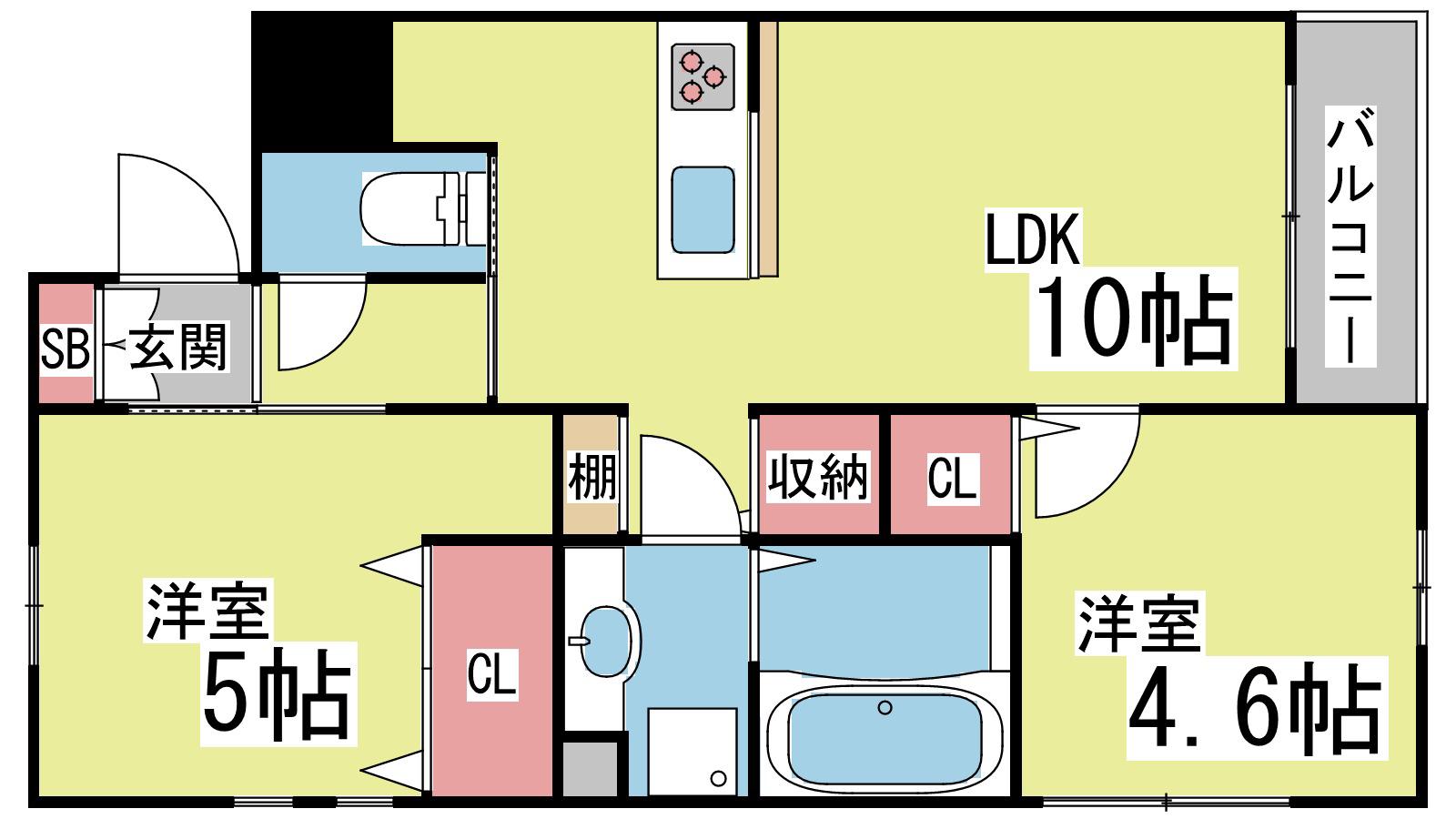 エスポワール(2LDK/3階)の間取り写真