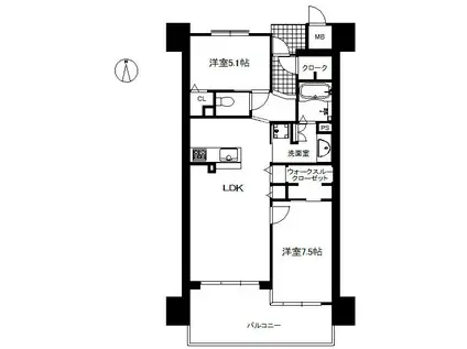 ロイヤルガーデン大供壱番館(2LDK/7階)の間取り写真