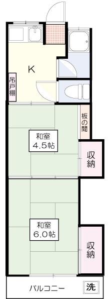 睦ハイツ(2K/2階)の間取り写真