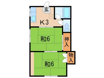 甚野アパートA(2K/2階)の間取り写真