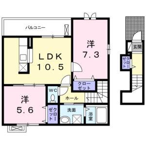 ビューテラス(1LDK/2階)の間取り写真