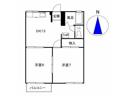 ひまわりハイツAB(2DK/2階)の間取り写真