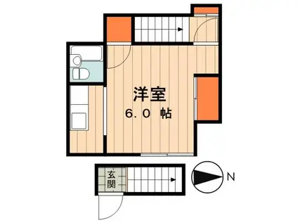 ユニオンハイツ興宮(1K/2階)の間取り写真
