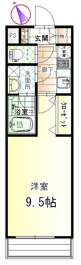 カザ・ルシオ(1K/3階)の間取り写真