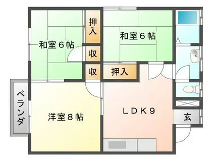 ハイツ桜松(3DK/2階)の間取り写真