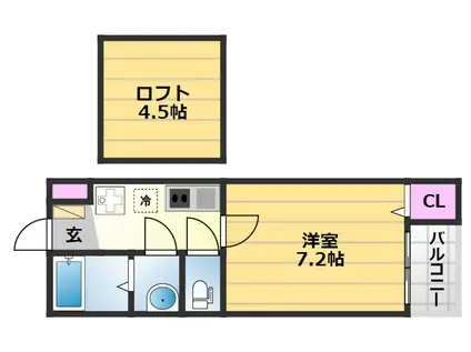 フラッツ堺東(1K/2階)の間取り写真
