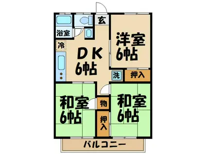 大沢ハイムII(3DK/2階)の間取り写真