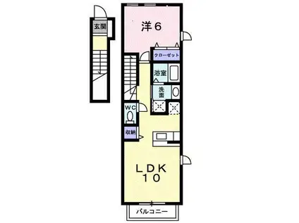 サニースクエアI(1LDK/2階)の間取り写真