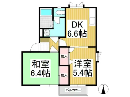 ディアスヤマーニ(2DK/2階)の間取り写真