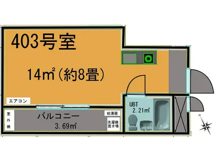 パレスエミ(ワンルーム/4階)の間取り写真