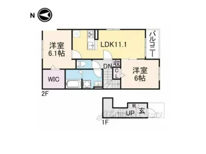 ＪＲ福知山線 石生駅 バス乗車時間：4分 最寄りバス停で下車 徒歩11分 2階建 築3年(2LDK/2階)の間取り写真